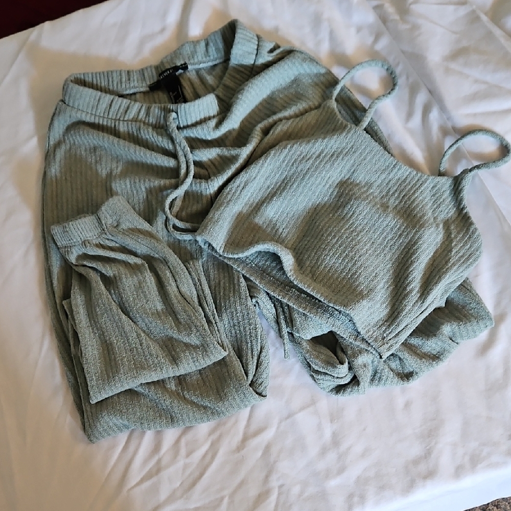 Forever 21 Sage Ribbed Knit Set
